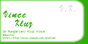 vince kluz business card